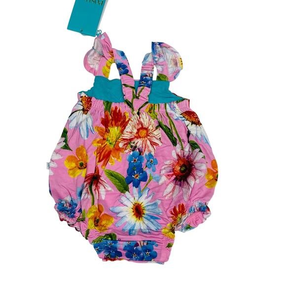 NWT PP 3-6M Kaileigh Basic Ruffled Capsleeve Bubble Romper - Picture 2 of 3